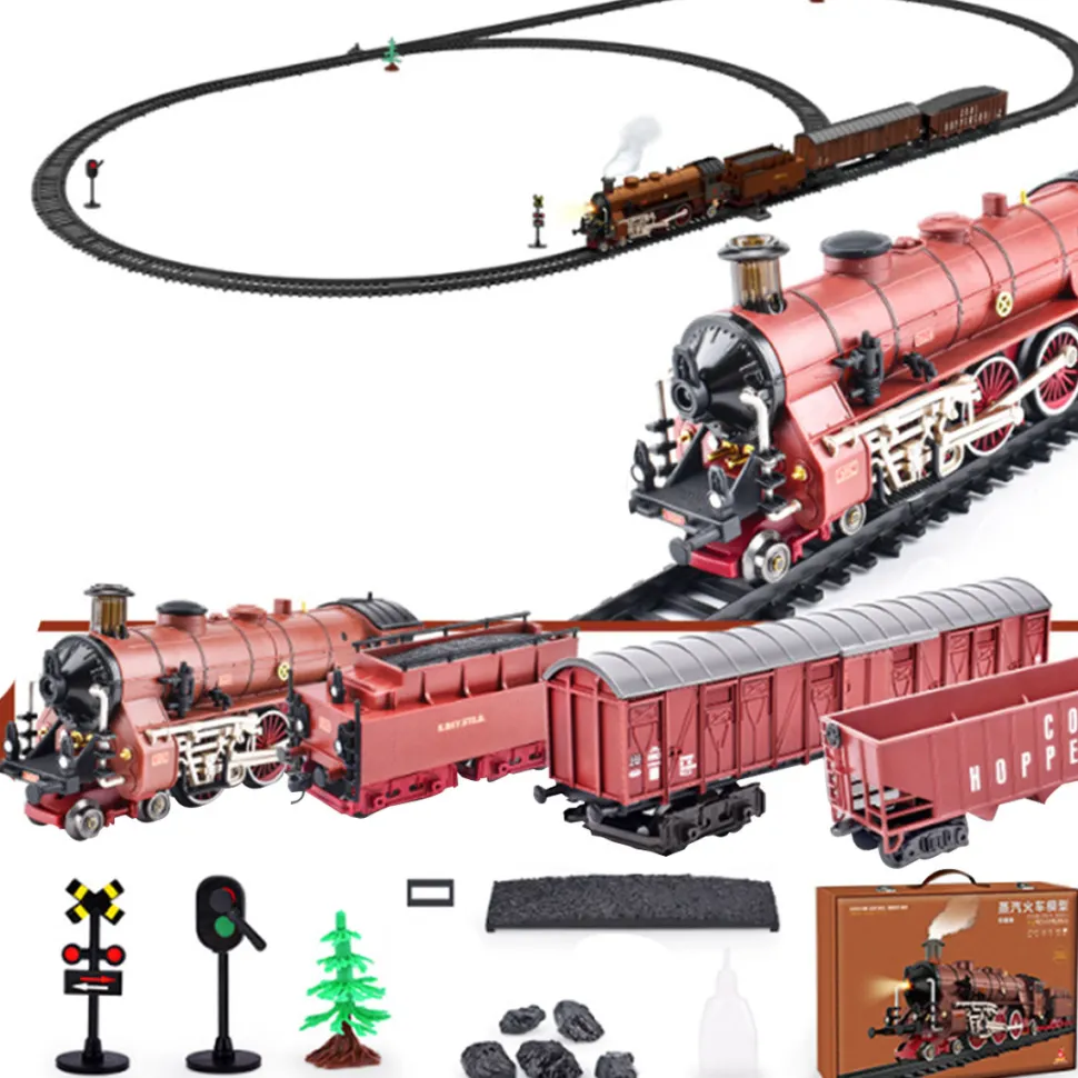 Alloy Electric Train Set Model with Carriage and Long Track - Gift for Boys and Girls