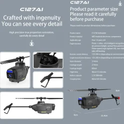 C127AI RC Helicopt, 2.4G RC 4CH Scout Drone Brushless Aircraft Model Without Aileron (RTF Version/Black)