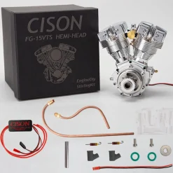 CISON FG-VT157 15.7cc Mini OHV V-twin V2 Shovelhead Engine 4-Stroke Air-cooled Gasoline Engine Motorcycle RC Engine Model