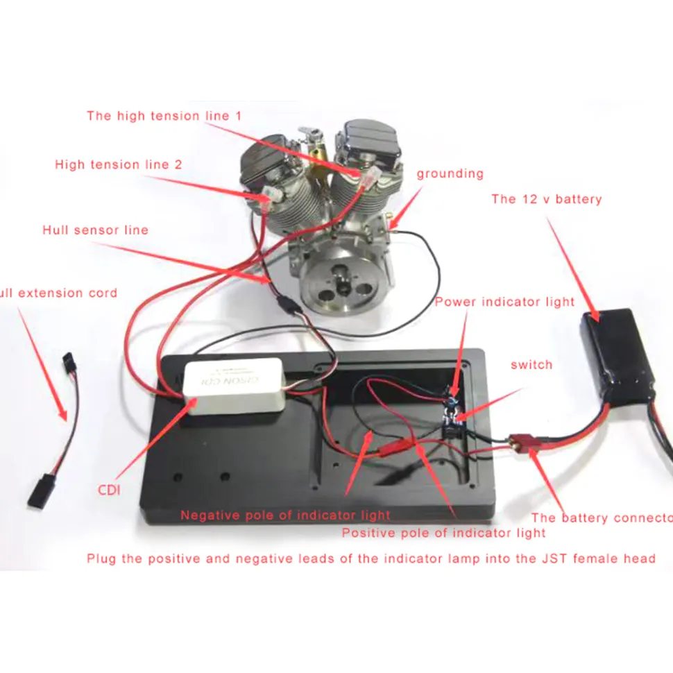 CISON FG-VT9 9cc V2 Engine V-Twin Dual Cylinder 4-Stroke Air-Cooled Gasoline Engine Motorcycle RC Engine Model