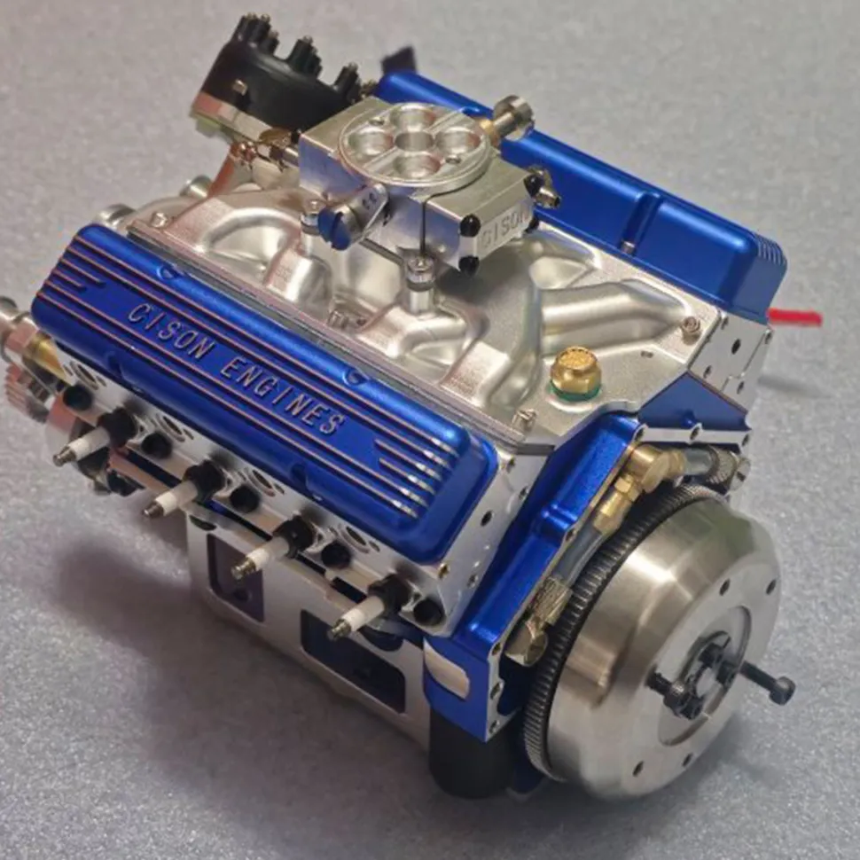 CISON Small-block 44CC 1/6 Scale Water-Cooled OHV 4-Stroke V8 Gas Engine Internal Combustion Engine - Build Your Own V8 Engine that Works