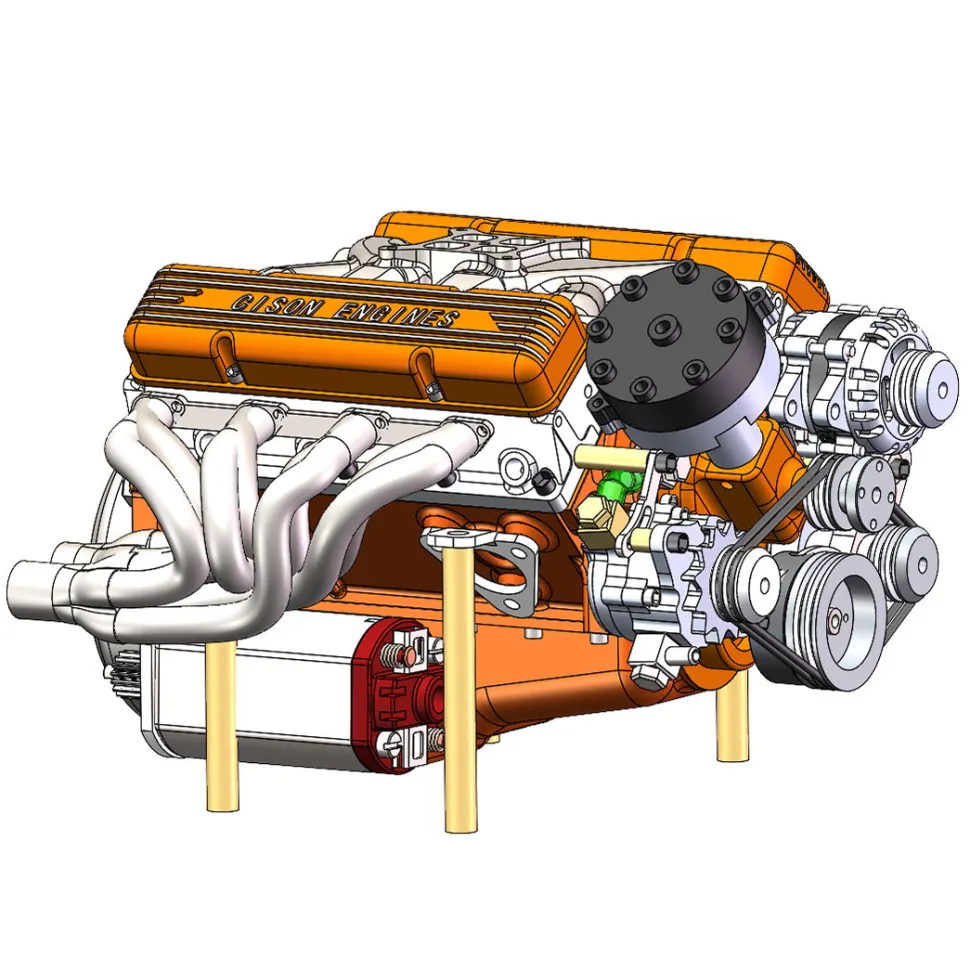 CISON Small-block 44CC 1/6 Scale Water-Cooled OHV 4-Stroke V8 Gas Engine Internal Combustion Engine - Build Your Own V8 Engine that Works