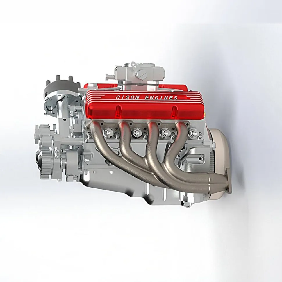 CISON Small-block 44CC 1/6 Scale Water-Cooled OHV 4-Stroke V8 Gas Engine Internal Combustion Engine - Build Your Own V8 Engine that Works
