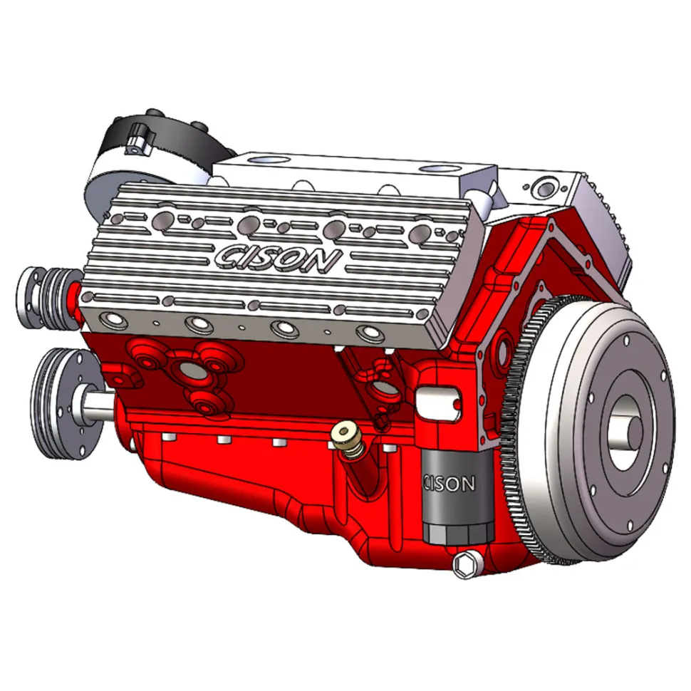 CISON Small-block 44CC 1/6 Scale Water-Cooled Flathead 4-Stroke V8 Gasoline Engine Internal Combustion Model Kit that Works