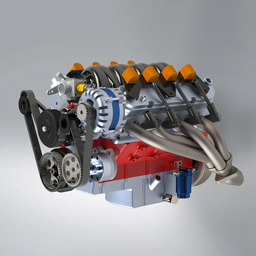 CISON V8 Engine LS-52 Small-block 52CC 1/5 Water-Cooled 4-Stroke 8-Cylinder Gasoline Engine Internal Combustion V8 Engine Model Kit that Works