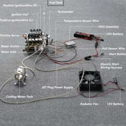 CISON V8 Engine LS-52 Small-block 52CC 1/5 Water-Cooled 4-Stroke 8-Cylinder Gasoline Engine Internal Combustion V8 Engine Model Kit that Works