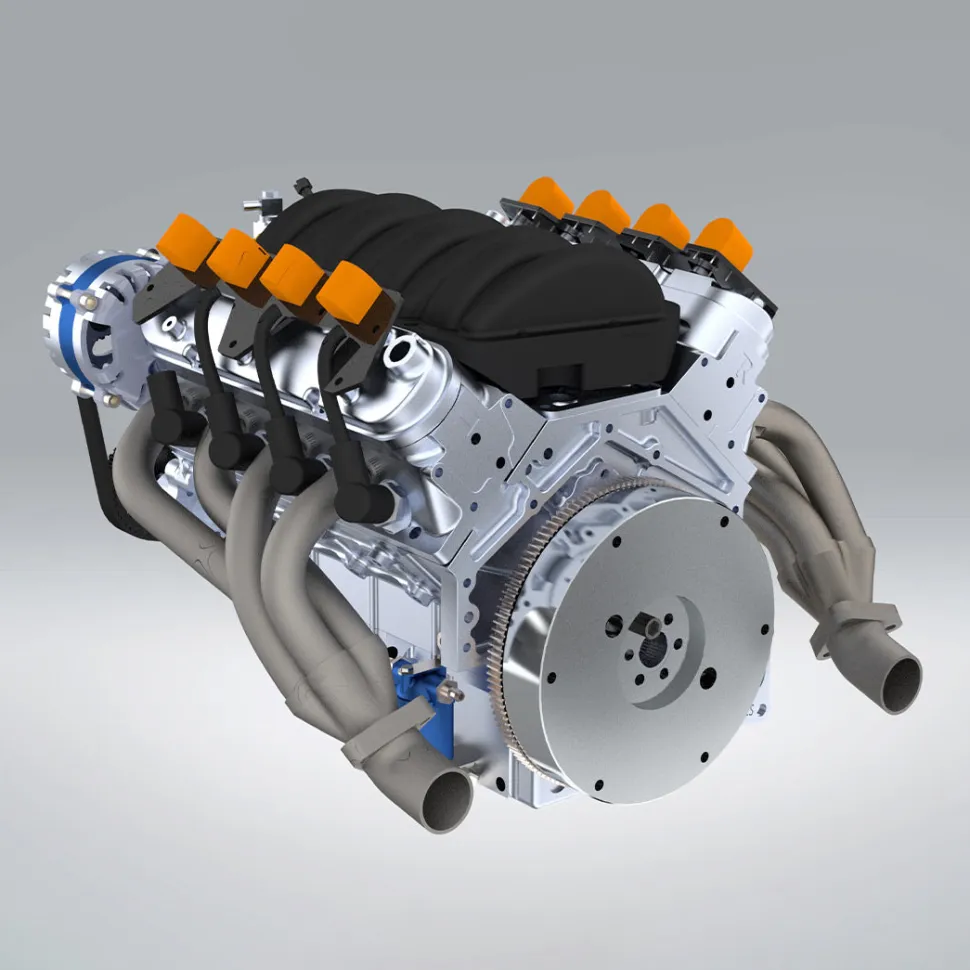 CISON V8 Engine LS-52 Small-block 52CC 1/5 Water-Cooled 4-Stroke 8-Cylinder Gasoline Engine Internal Combustion V8 Engine Model Kit that Works