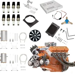 CISON V8 Engine Pro Small-block 44CC 1/6 Scale Water-Cooled 4-Stroke 8-Cylinder Gasoline Engine Internal Combustion V8 Engine Model Kit that Works