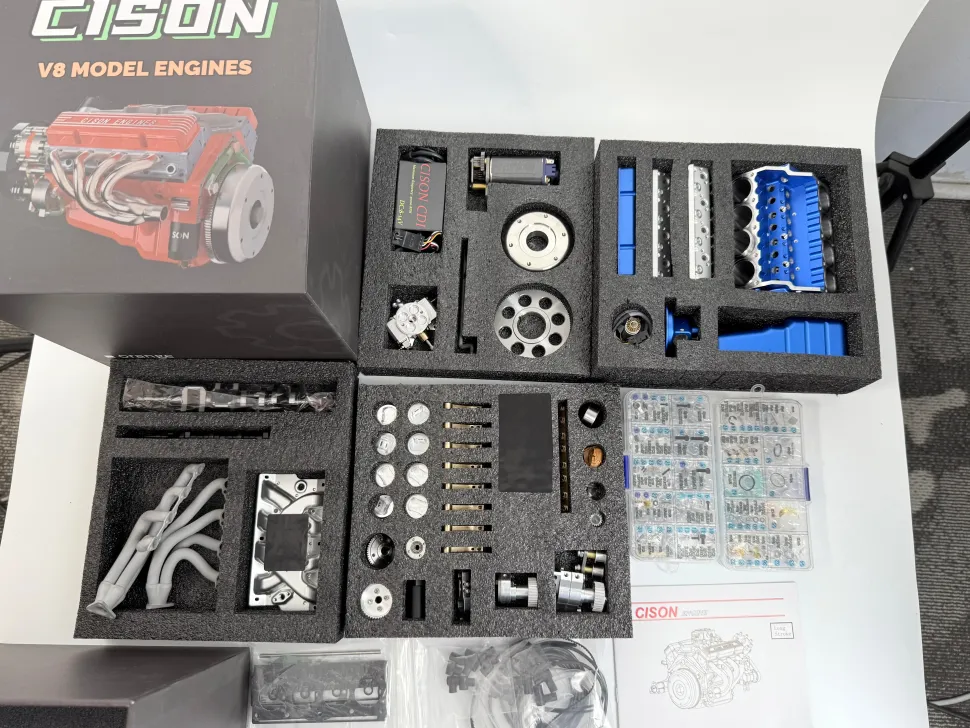 CISON V8 Engine Pro Small-block 44CC 1/6 Scale Water-Cooled 4-Stroke 8-Cylinder Gasoline Engine Internal Combustion V8 Engine Model Kit that Works