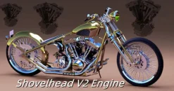 CISON V2 Engine V-twin 2-Cylinder 4-Stroke Air-Cooled Gasoline Engine Motorcycle RC Engine Model - Panhead & Shovelhead Collection