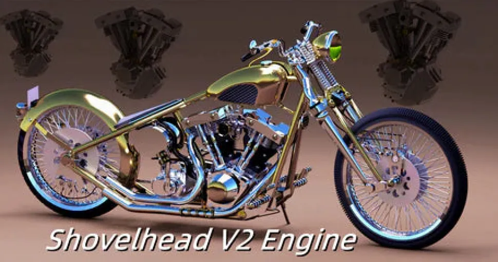 CISON V2 Engine V-twin 2-Cylinder 4-Stroke Air-Cooled Gasoline Engine Motorcycle RC Engine Model - Panhead & Shovelhead Collection