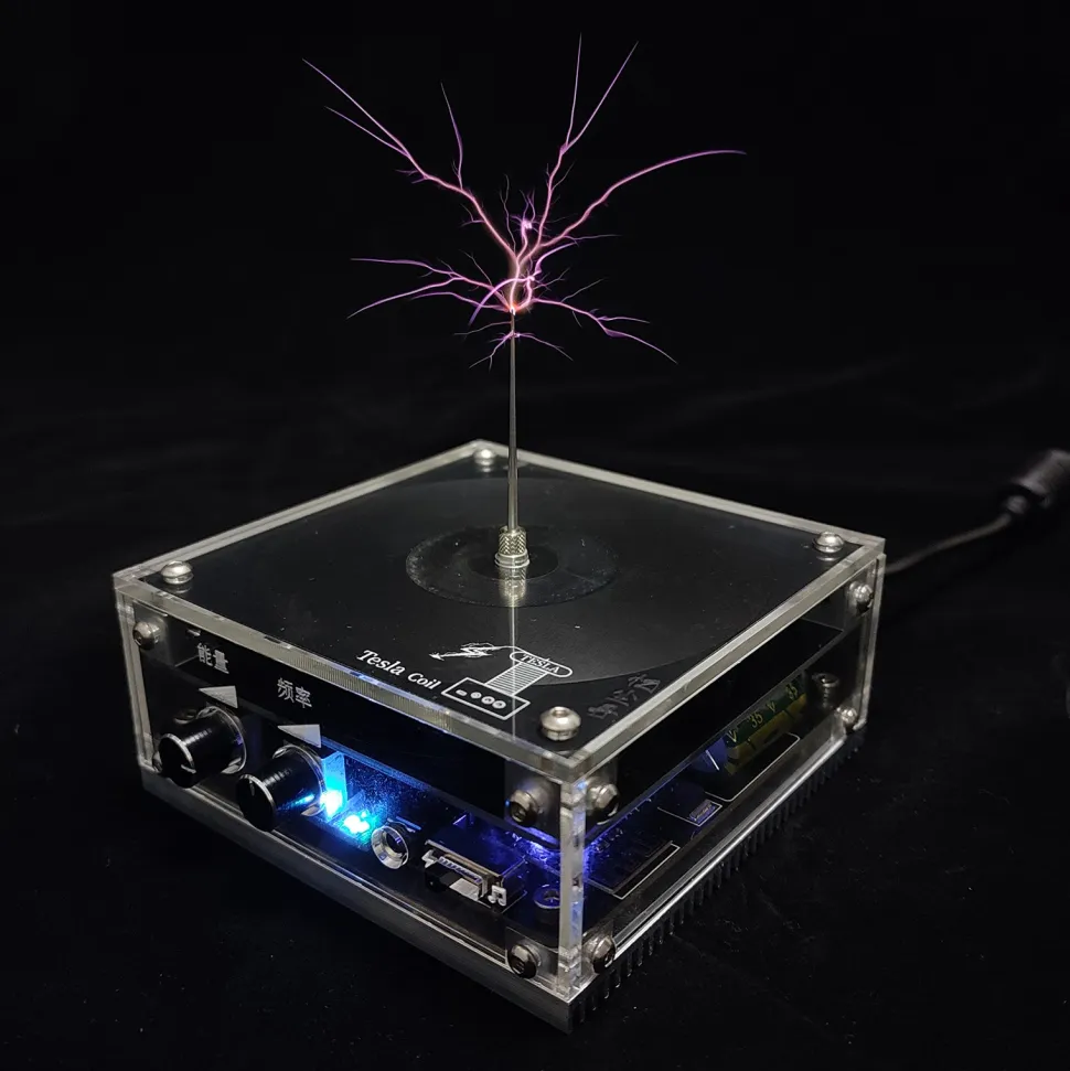 10cm Electronic Music Tesla Coil Bluetooth Artificial Lightning Hand Touch Magnetic Storm Coil Experimenting Device Toy Desktop Type