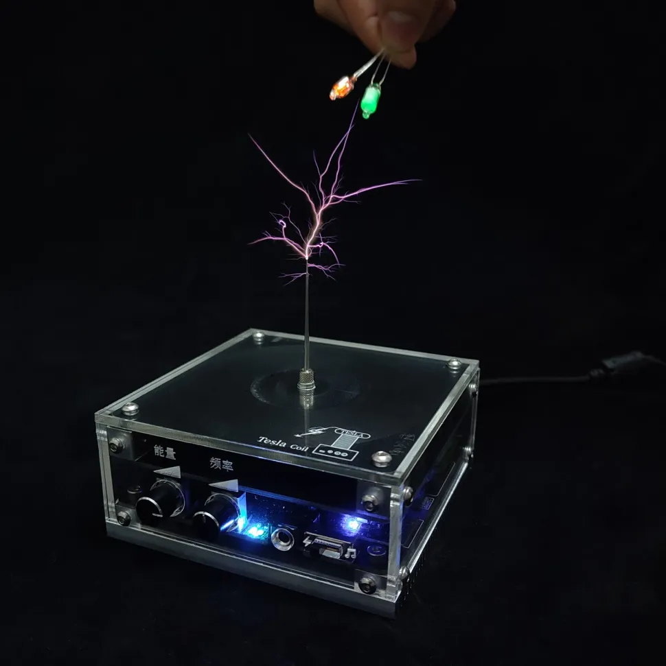 10cm Electronic Music Tesla Coil Bluetooth Artificial Lightning Hand Touch Magnetic Storm Coil Experimenting Device Toy Desktop Type