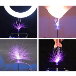 10cm Electronic Music Tesla Coil Bluetooth Artificial Lightning Hand Touch Magnetic Storm Coil Experimenting Device Toy Desktop Type