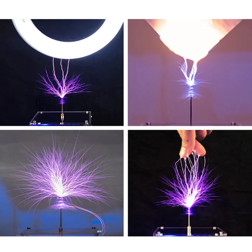 10cm Electronic Music Tesla Coil Artificial Lightning Hand Touch Magnetic Storm Coil Experimenting Device Teaching Tool Desktop Toy