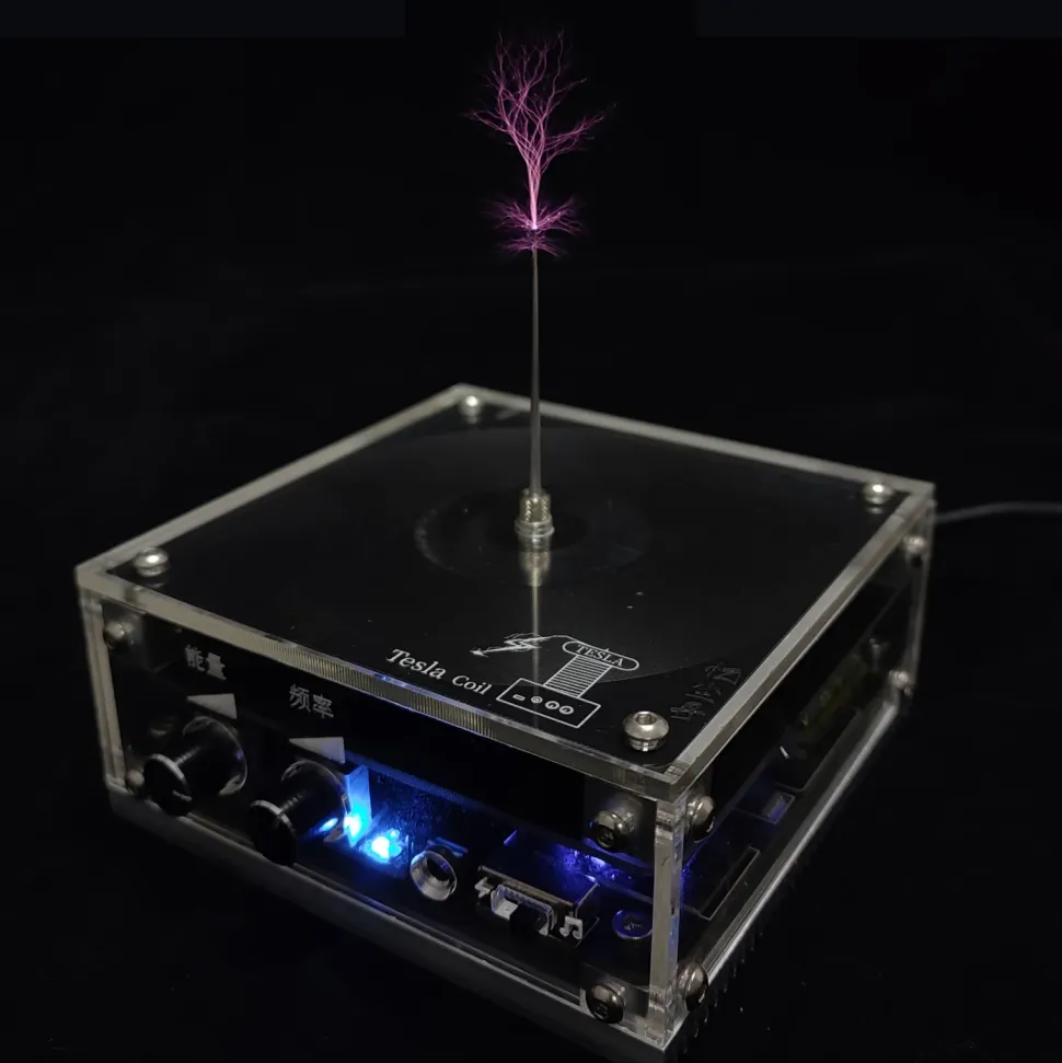10cm Electronic Music Tesla Coil Artificial Lightning Hand Touch Magnetic Storm Coil Experimenting Device Teaching Tool Desktop Toy
