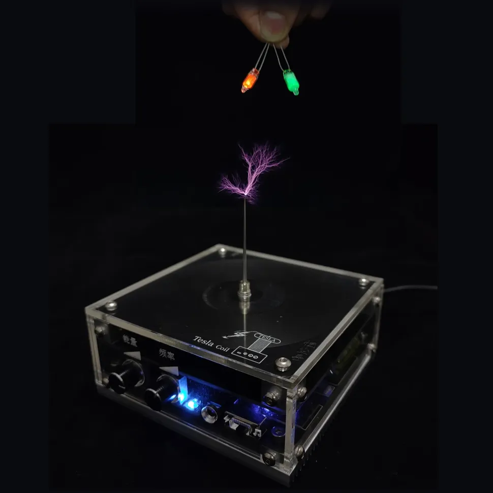 10cm Electronic Music Tesla Coil Artificial Lightning Hand Touch Magnetic Storm Coil Experimenting Device Teaching Tool Desktop Toy