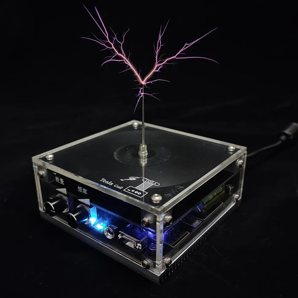 10cm Electronic Music Tesla Coil Artificial Lightning Hand Touch Magnetic Storm Coil Experimenting Device Teaching Tool Desktop Toy