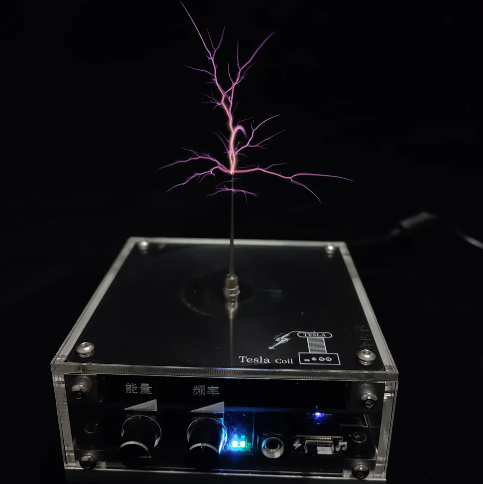 10cm Electronic Music Tesla Coil Artificial Lightning Hand Touch Magnetic Storm Coil Experimenting Device Teaching Tool Desktop Toy