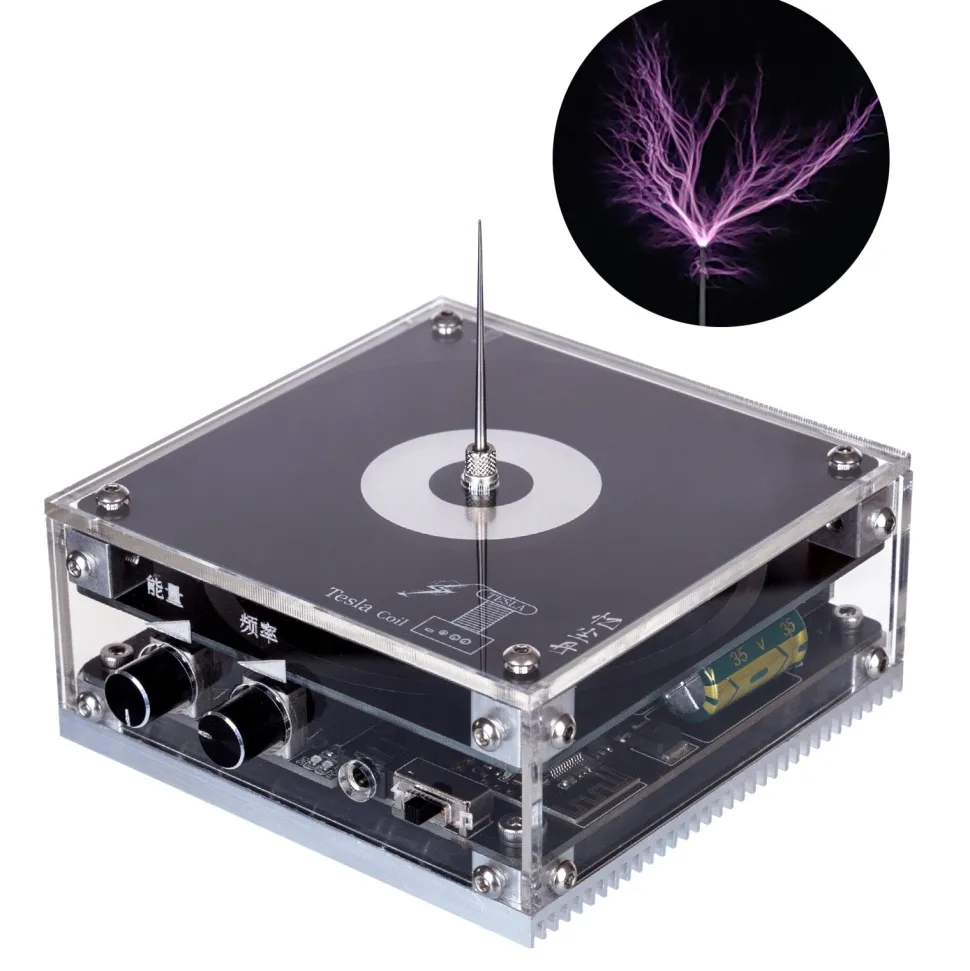 10cm Electronic Music Tesla Coil Artificial Lightning Hand Touch Magnetic Storm Coil Experimenting Device Teaching Tool Desktop Toy
