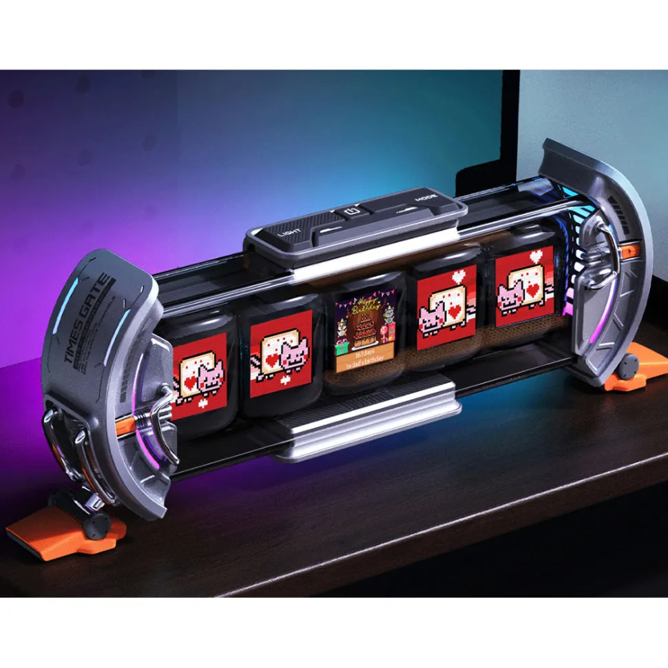Cyberpunk NIXIE Tube Clock - DIY Screen with Neon Lighting Effects, Customizable Digital Desk Decor, Unique Tech Gift