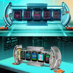 Cyberpunk NIXIE Tube Clock - DIY Screen with Neon Lighting Effects, Customizable Digital Desk Decor, Unique Tech Gift