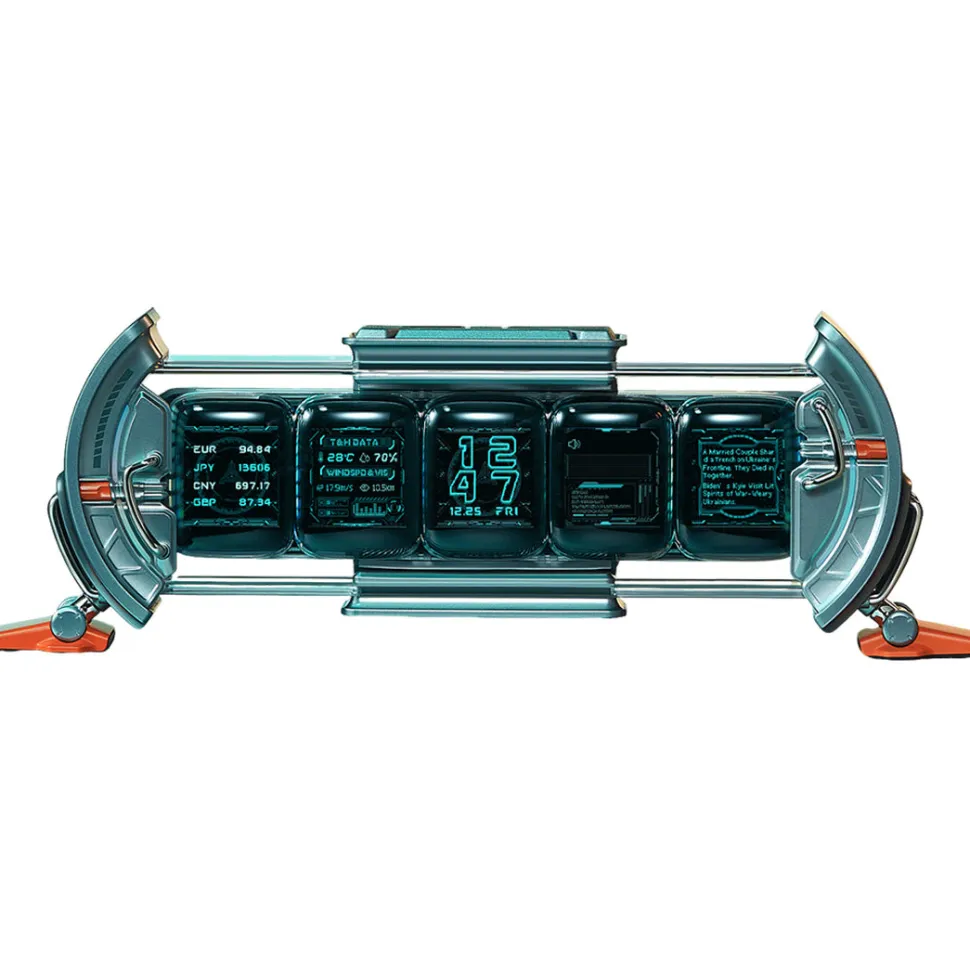 Cyberpunk NIXIE Tube Clock - DIY Screen with Neon Lighting Effects, Customizable Digital Desk Decor, Unique Tech Gift