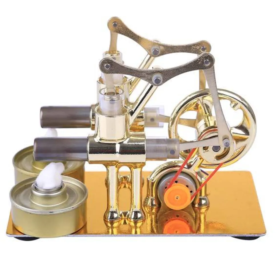 2 Cylinder Stirling Engine Electricity Generator with Bulb Stirling Engine Motor Model - Enginediy