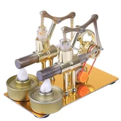 2 Cylinder Stirling Engine Electricity Generator with Bulb Stirling Engine Motor Model - Enginediy