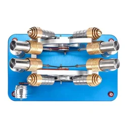 4 Cylinder Stirling Engine V4 Stirling Engine Electricity Generator Kit for Gift Collection