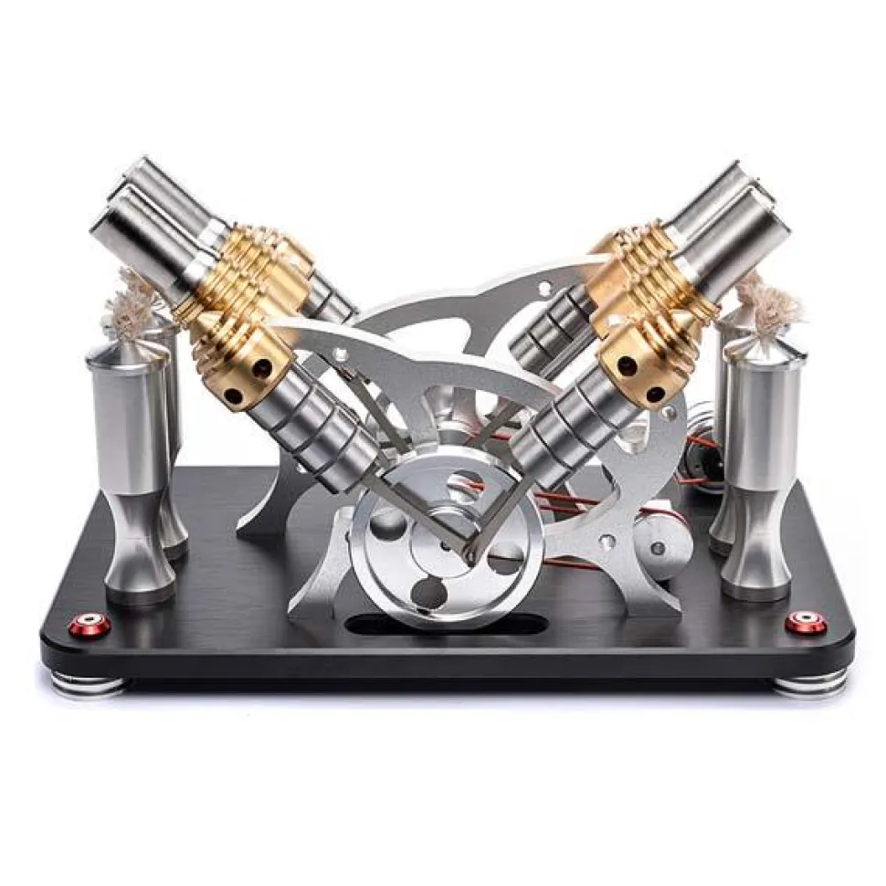 4 Cylinder Stirling Engine V4 Stirling Engine Electricity Generator Kit for Gift Collection