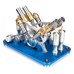 4 Cylinder Stirling Engine V4 Stirling Engine Electricity Generator Kit for Gift Collection