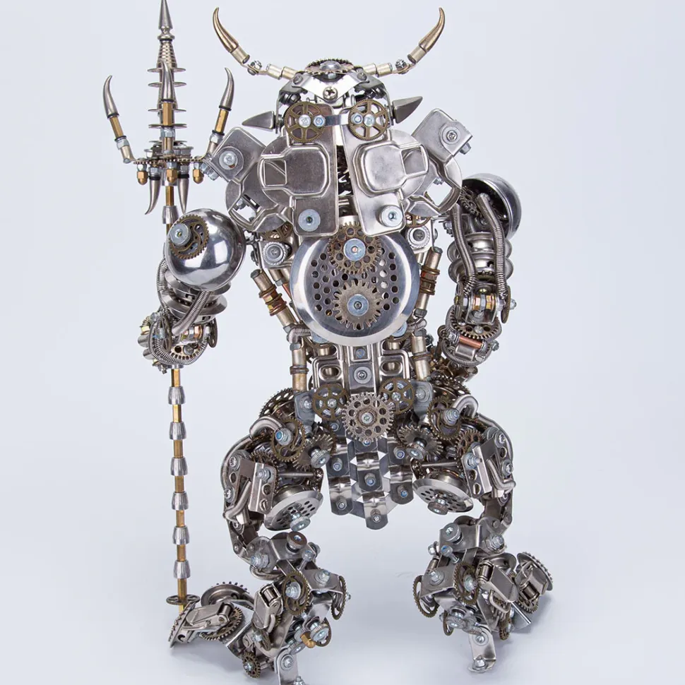 3D Bull-Headed Man DIY Mechanical Punk Demon Surrealistic Creature Metal Assembly Model Creative Ornament