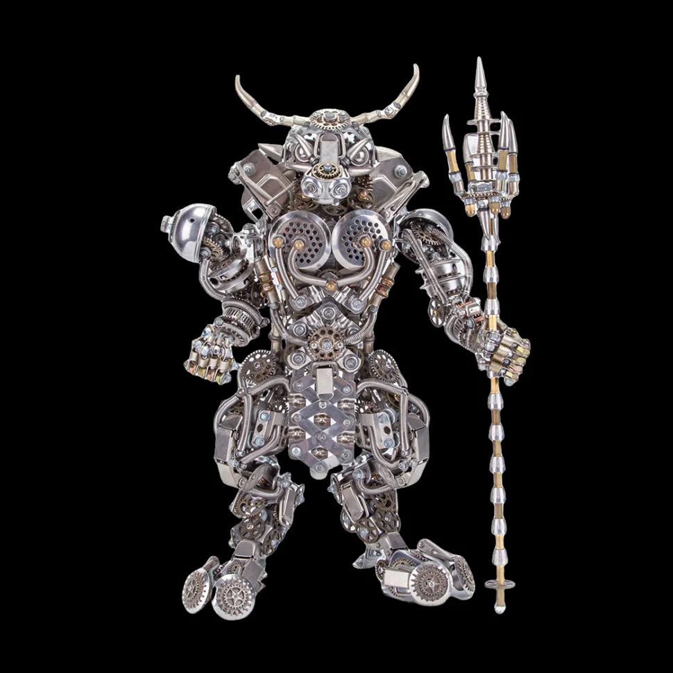 3D Bull-Headed Man DIY Mechanical Punk Demon Surrealistic Creature Metal Assembly Model Creative Ornament