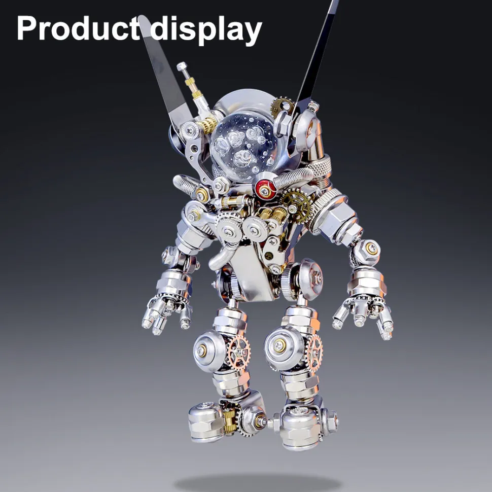 3D DIY Assembly Metal Mechanical Aerospace Rabbit with Lights & Stand Model Sci-fi Punk Toy Set -500CS