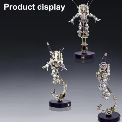 3D DIY Assembly Metal Mechanical Aerospace Rabbit with Lights & Stand Model Sci-fi Punk Toy Set -500CS
