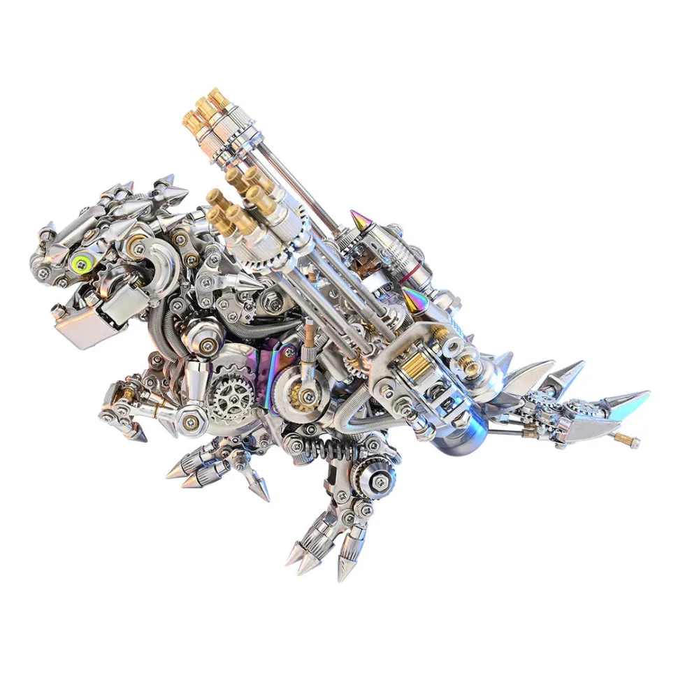 3D DIY Mechanical Dinosaur with Wings Punk Metal Assembly Dinosaur Model Creative Trendy Desk Ornament