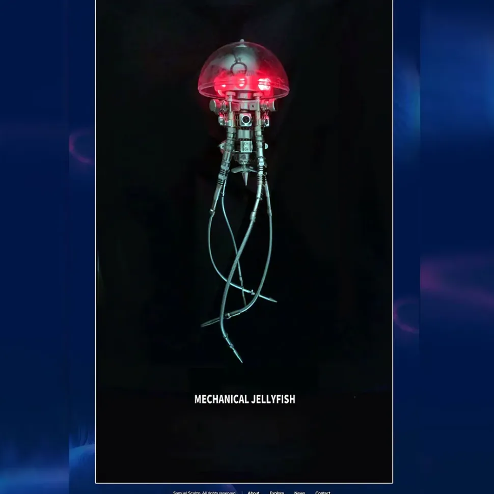 3D DIY Mechanical Jellyfish Steampunk Bionic Model with LED Lights Creative Desk Ornament