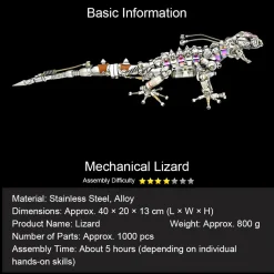 DIY Steampunk Chameleon Lizard Mechanical 3D Metal Model Kit 1000PCS Difficult Puzzle