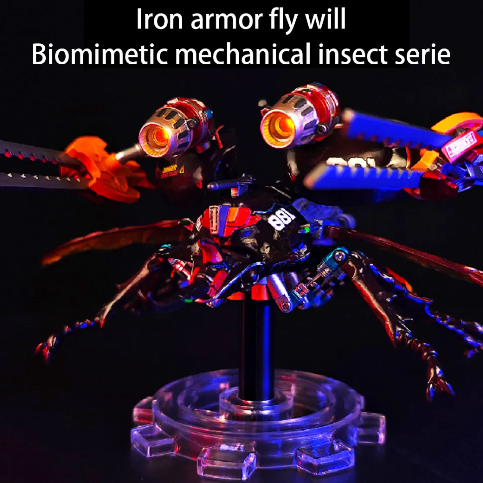 3D Mechanical Bionic Beetle Assembly Model Kit with LED Lighting Eight-Cylinder Engine