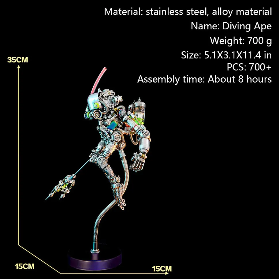 3D Mechanical Diver Ape DIY Metal Assembly Model Colorful Creative Ornament -700+PCS