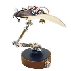 3D Mechanical Manta Ray Metal Model Kit, DIY Steampunk Assembly Puzzle with LED Light, Desktop Display Decor (200+PCS)