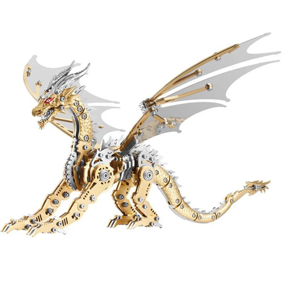3D Mechanical Pterosaur Metal DIY Model Kit, Stainless Steel Assembly Sculpture for Display and Collection (313+PCS)
