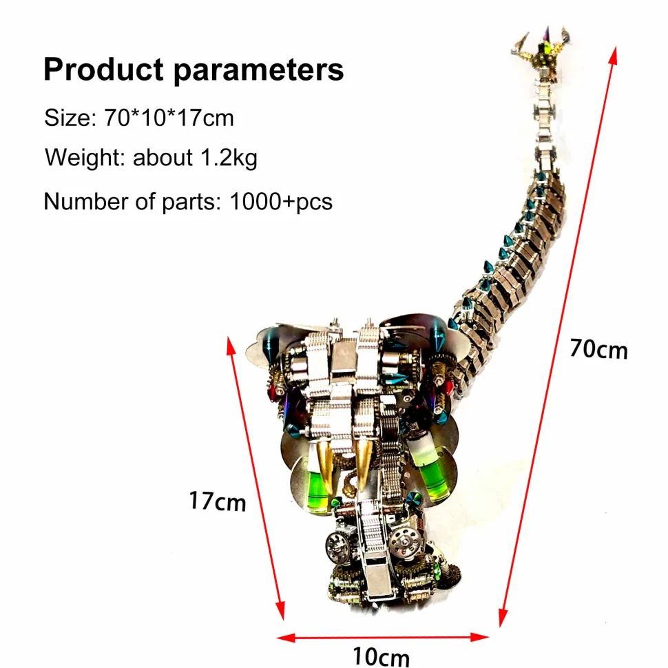 3D Metal DIY Mechanical Cobra Snake Model Realistic Mechanical Kit Creative Gift 1000PCS+