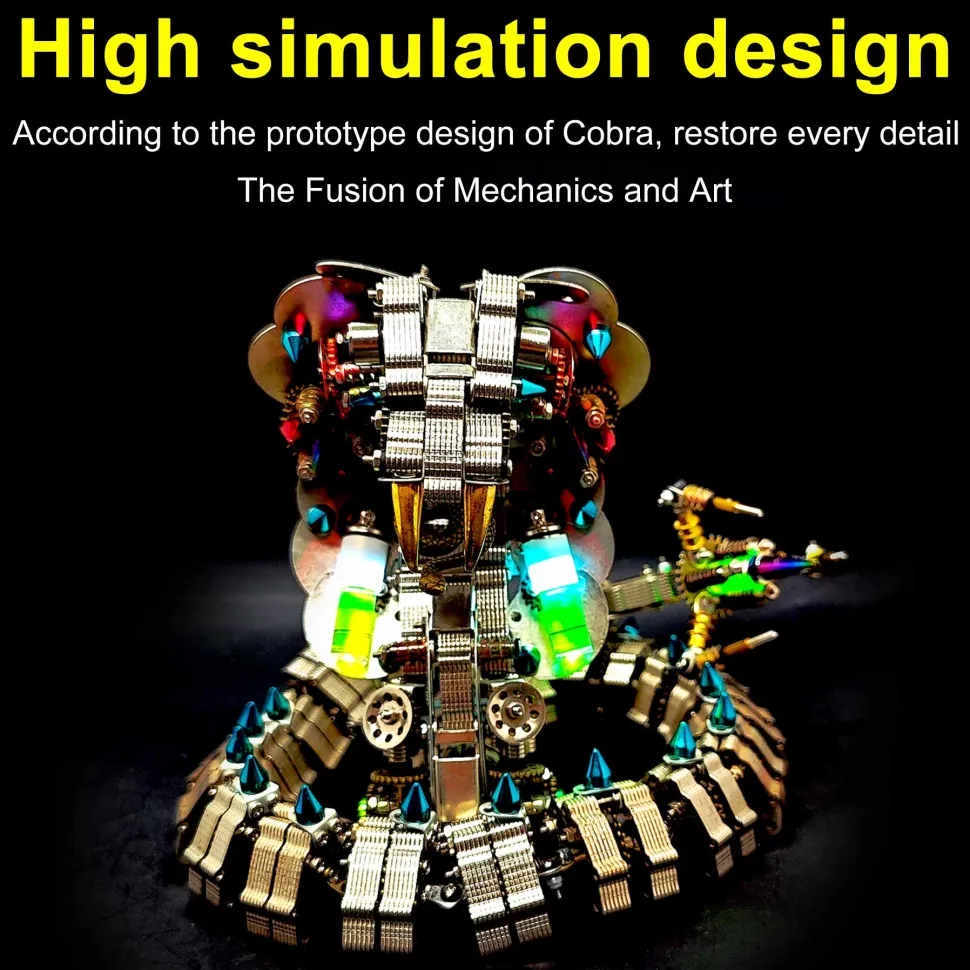 3D Metal DIY Mechanical Cobra Snake Model Realistic Mechanical Kit Creative Gift 1000PCS+