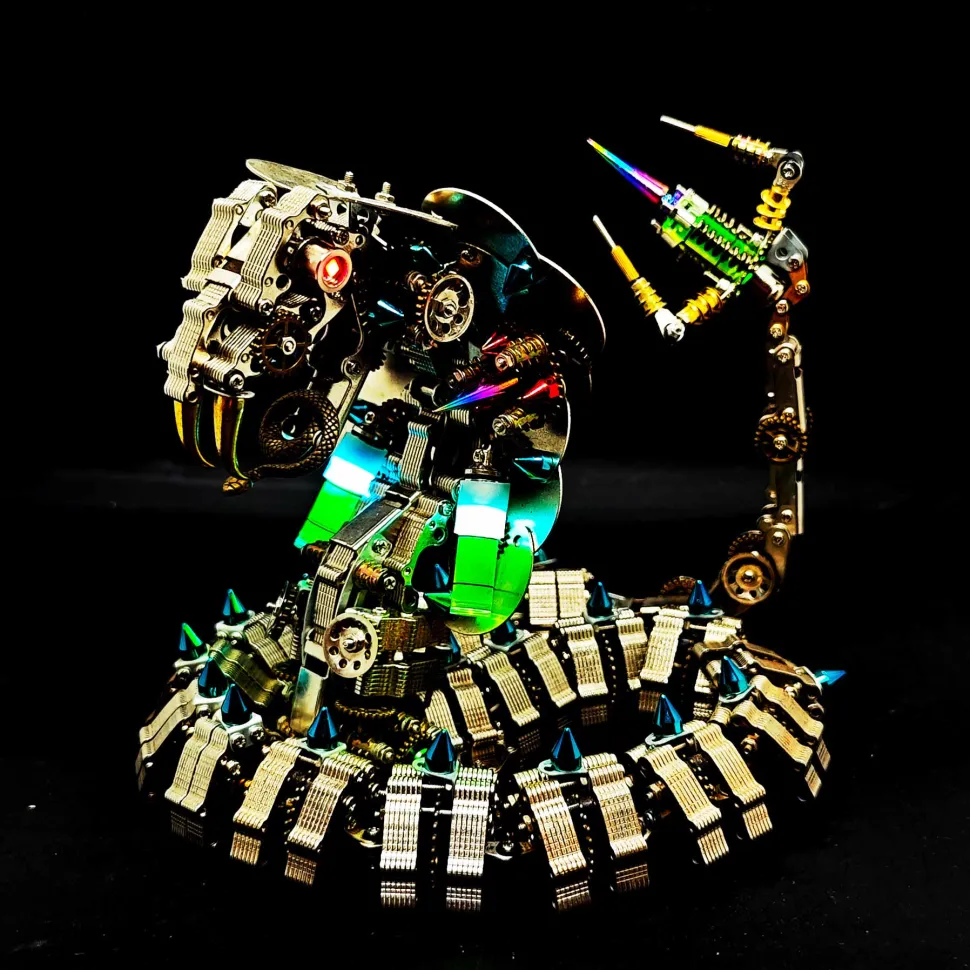 3D Metal DIY Mechanical Cobra Snake Model Realistic Mechanical Kit Creative Gift 1000PCS+