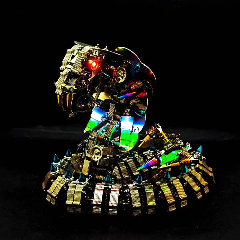 3D Metal DIY Mechanical Cobra Snake Model Realistic Mechanical Kit Creative Gift 1000PCS+
