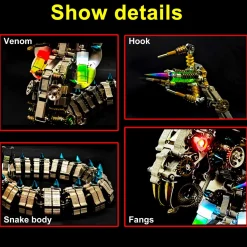 3D Metal DIY Mechanical Cobra Snake Model Realistic Mechanical Kit Creative Gift 1000PCS+