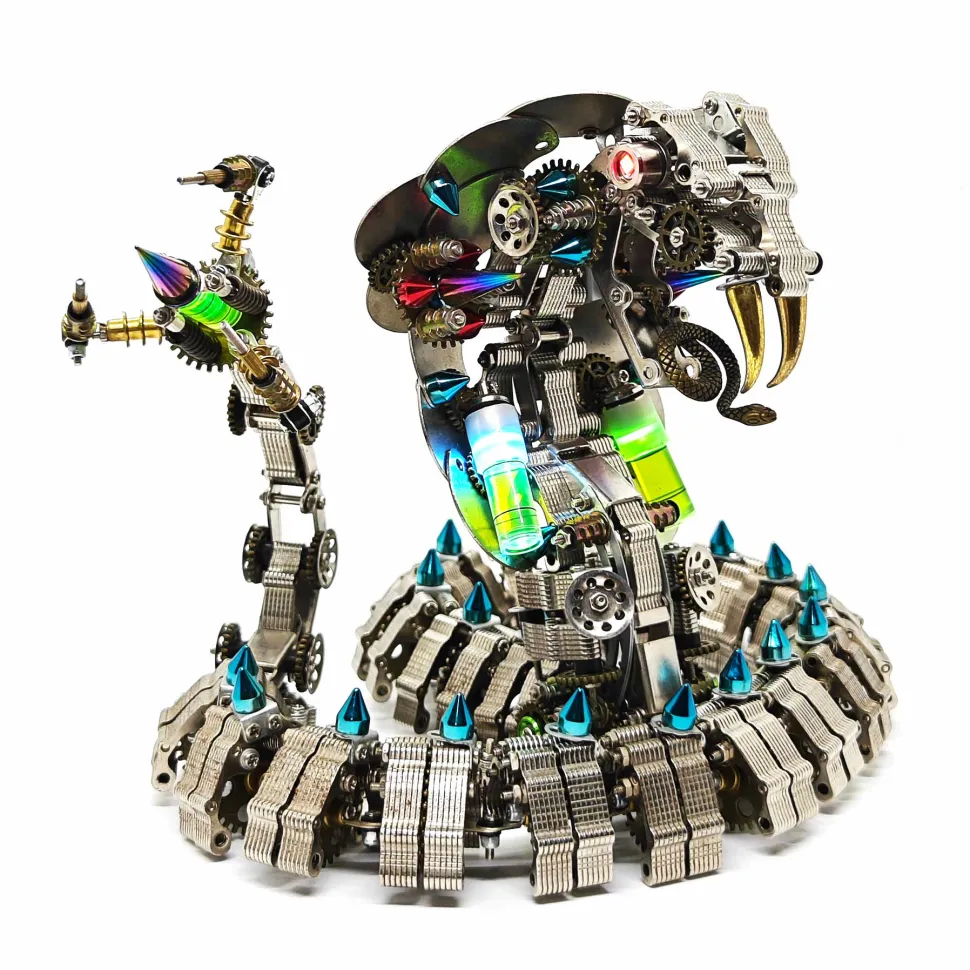 3D Metal DIY Mechanical Cobra Snake Model Realistic Mechanical Kit Creative Gift 1000PCS+