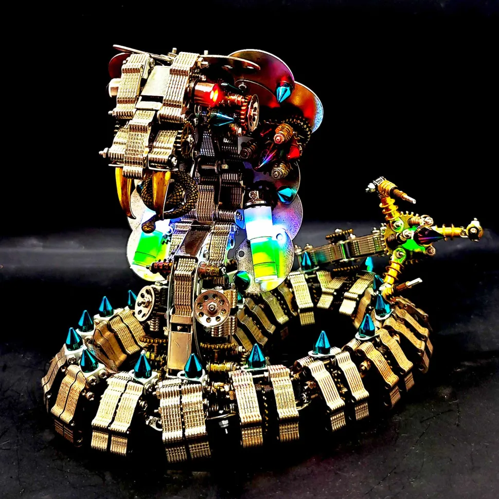 3D Metal DIY Mechanical Cobra Snake Model Realistic Mechanical Kit Creative Gift 1000PCS+